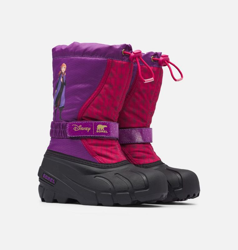 Kids Snow Boots Purple/Black - Sorel Disney X Youth Flurry™ Frozen 2 –Anna Edition - 920587-RMZ